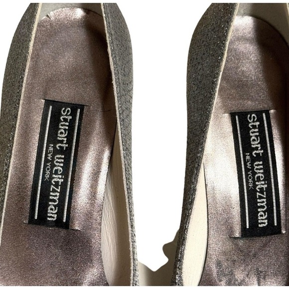 Stuart Weitzman Silver Gray Sparkle Heels Size 7B Excellent Condition - Picture 12 of 16